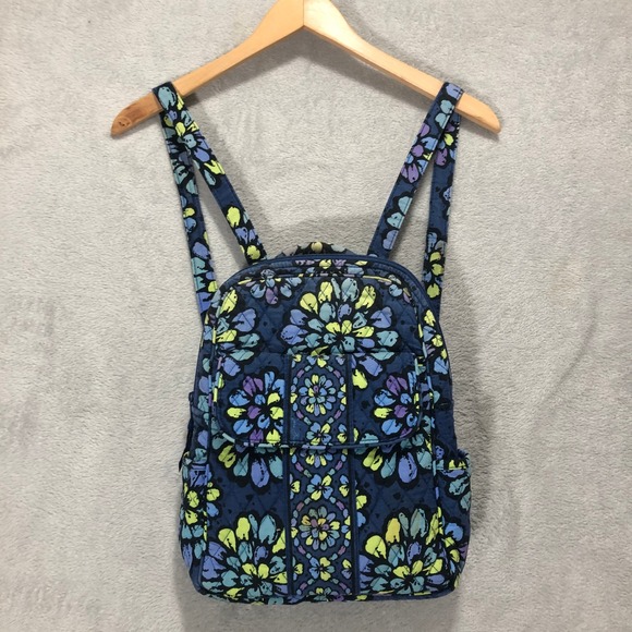Vera Bradley Quilted Backpack Floral‎ Pattern Travel Book Bag Small - Picture 1 of 10